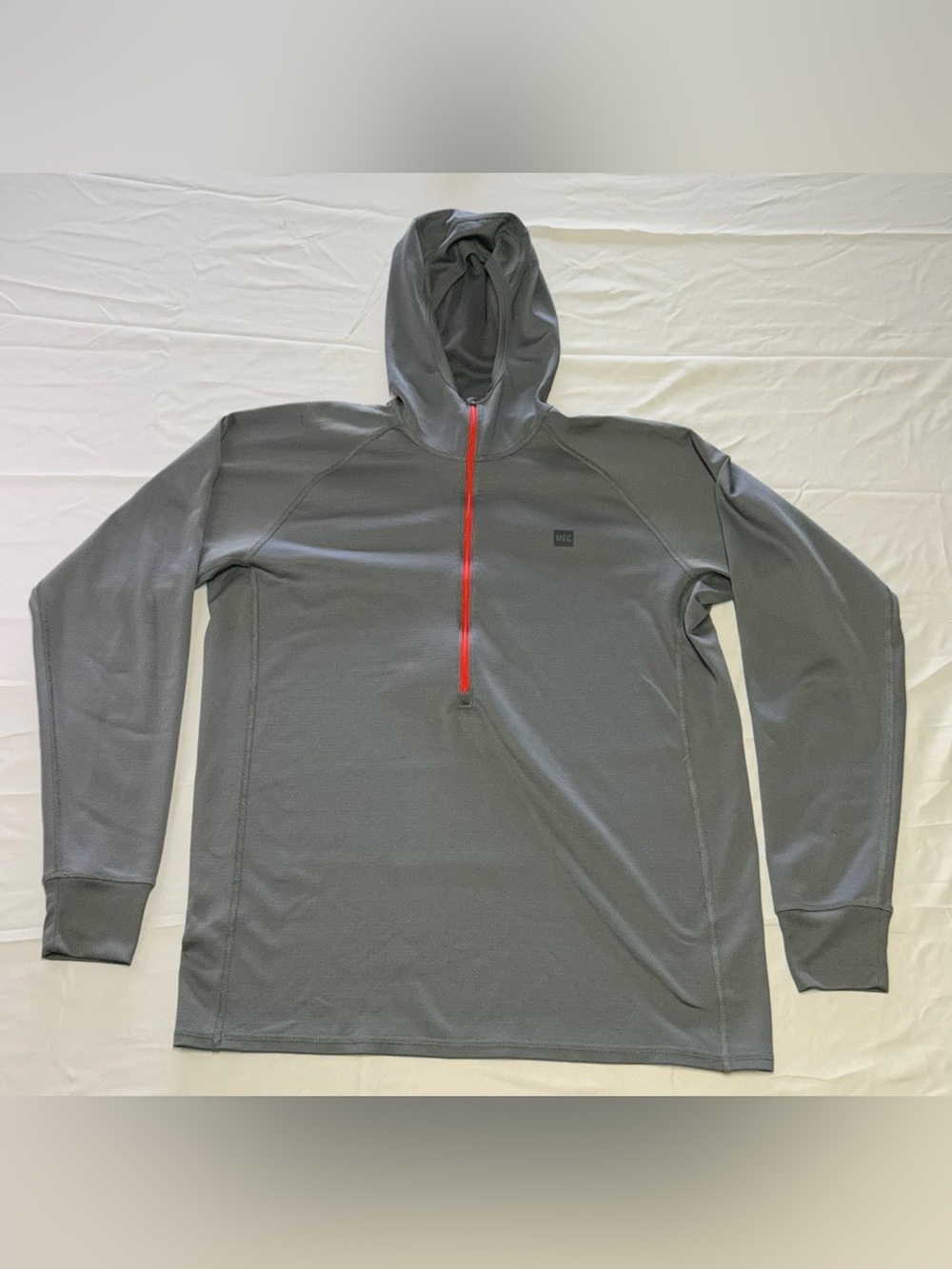 Men's Gray Hooded Performance Base Layer / Pullover with 1/2 Zip